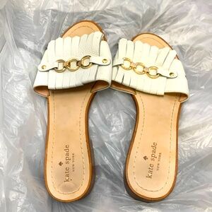 KATE SPADE NEW YORK Women's Gold Leather Brie Slide Sandals